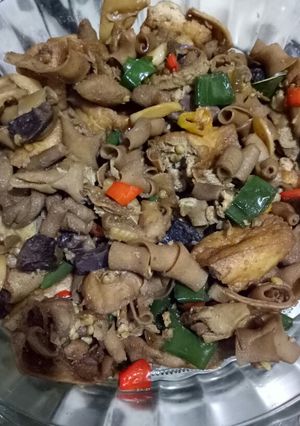 Foto resep Tumis Usus Ayam Kampung + Tahu Pedas Warna Warni