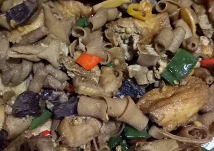 Resep Tumis Usus Ayam Kampung + Tahu Pedas Warna Warni, Enak Banget