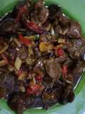 Tumis ampela masak saus tiram pedas