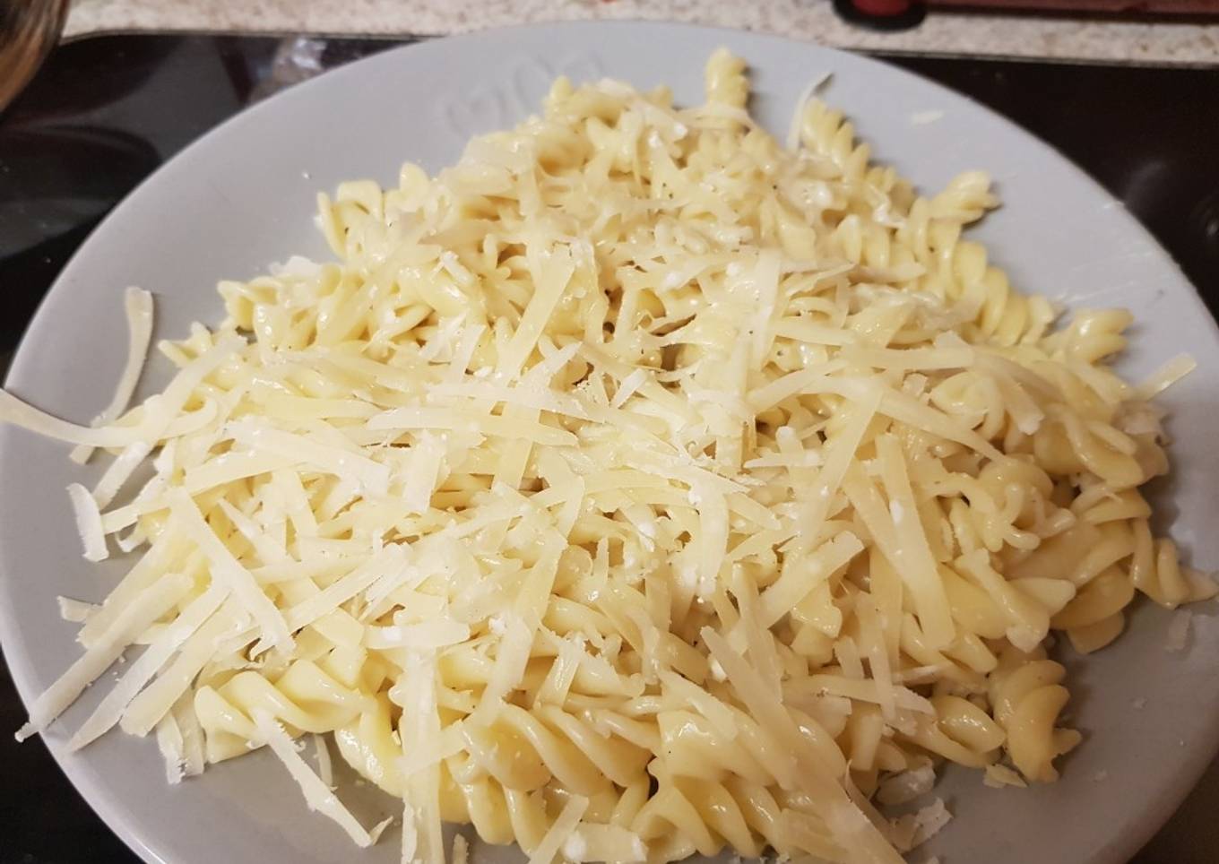 My Nice Light Mozzarella pasta &sprinkled Parmesan Cheese grated