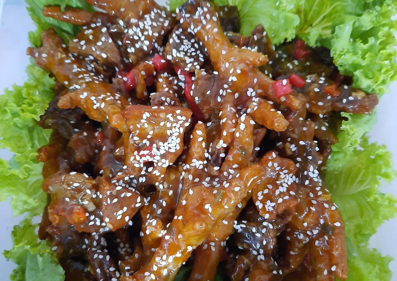 7. Ceker ayam bumbu pedas ala korea