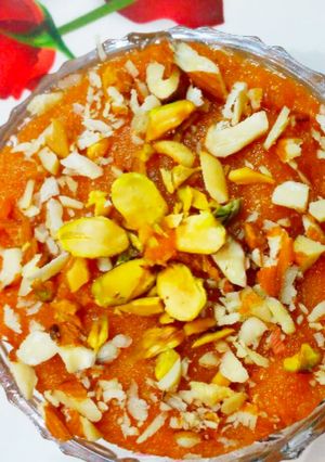 A picture of Poha Kesri Halva.