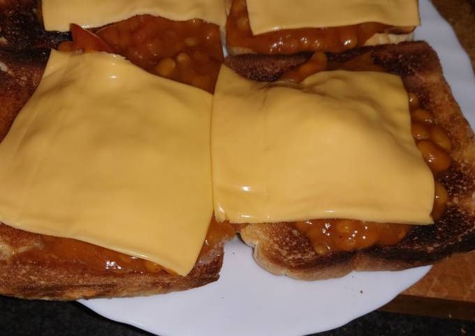 My cheese curry baked beans on toast