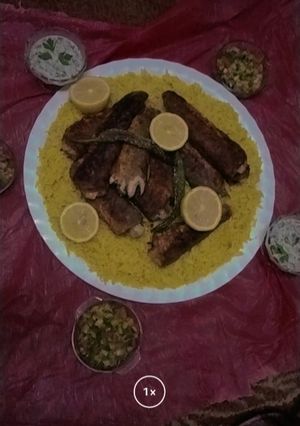 صورة لوصفة سمك مقلي مع رز بسمتي 👌🏻🤤