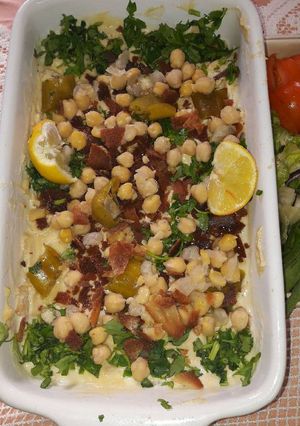 A picture of My Style Hummus Fatteh 🍞.
