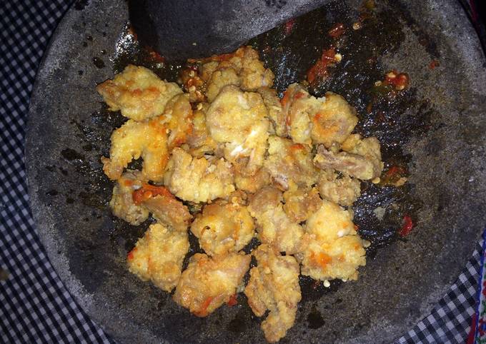 Geprek ayam pop