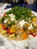 Warm Salad with Baked Veggies and Goat Cheese