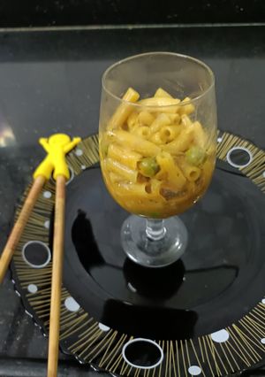 A picture of Soupy Penne pasta.