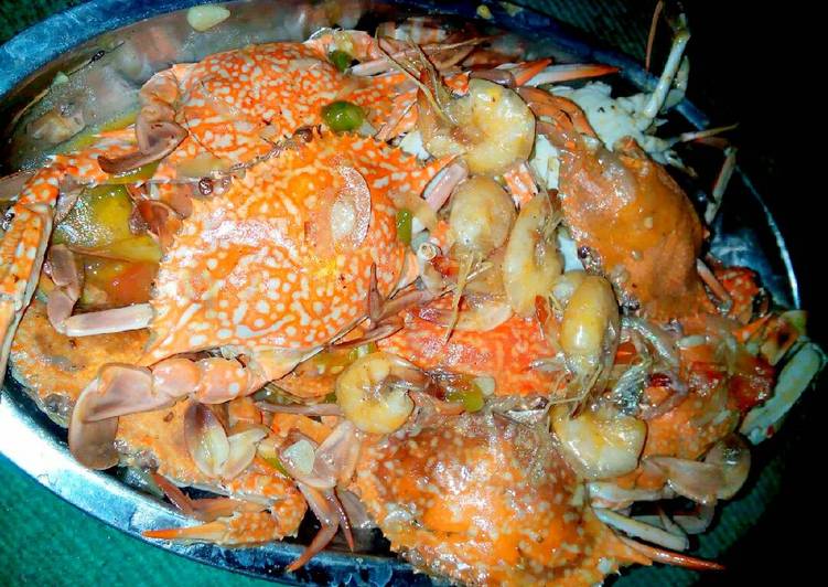 Cara Gampang Membuat Rajungan udang asam manis pedas, Enak Banget