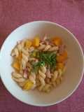 Fusilli bucati con zucca e guanciale