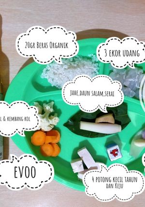 Foto resep MPASI 6M+ ZAYN (BUBUR WITH SOP UDANG GURIH) MENU LENGKAP 🤎