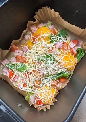 A picture of Colorful Fried Eggs in the Air Fryer.