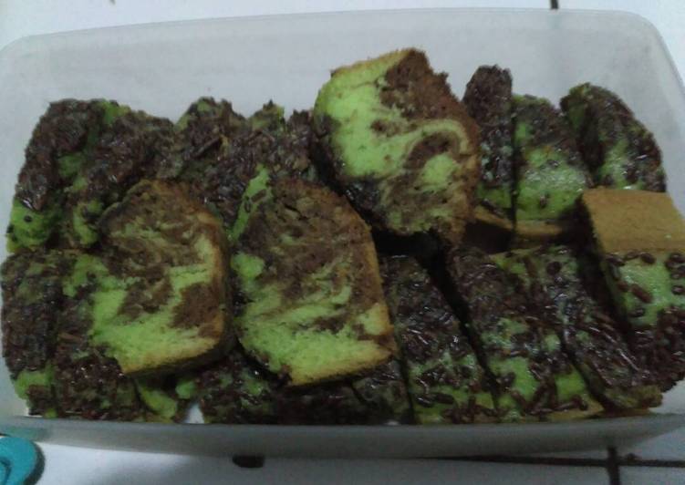 Cara Buat Bolu panggang coklat pandan kering yang enak