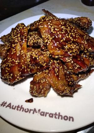 A picture of Teriyaki baked chicken wings#4wkschallenge.