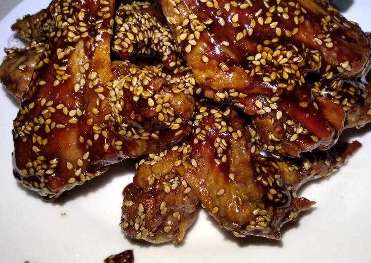 Recipe of Teriyaki baked chicken wings#4wkschallenge in 16 Minutes for Mom