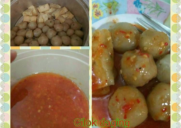 Bahan Cilok tetalan daging sapi + saos homemade | Cara Membuat Cilok tetalan daging sapi + saos homemade Yang Sedap