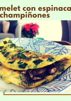 Una foto de Omelette con espinacas y champiñones