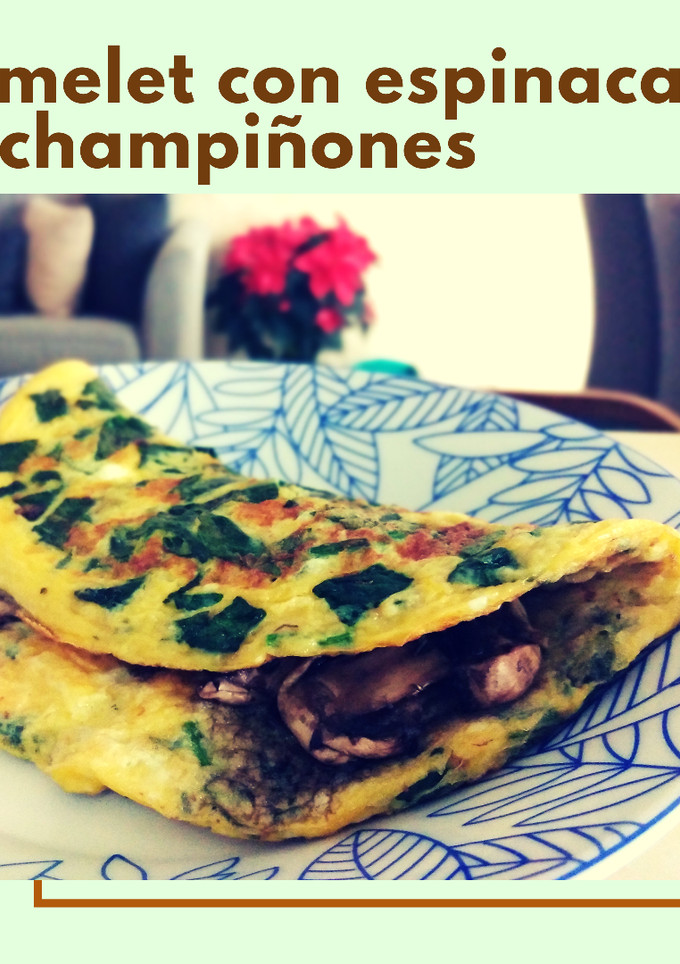 Una foto de Omelette con espinacas y champiñones