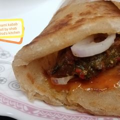 A picture of Shami kabab roll paratha.