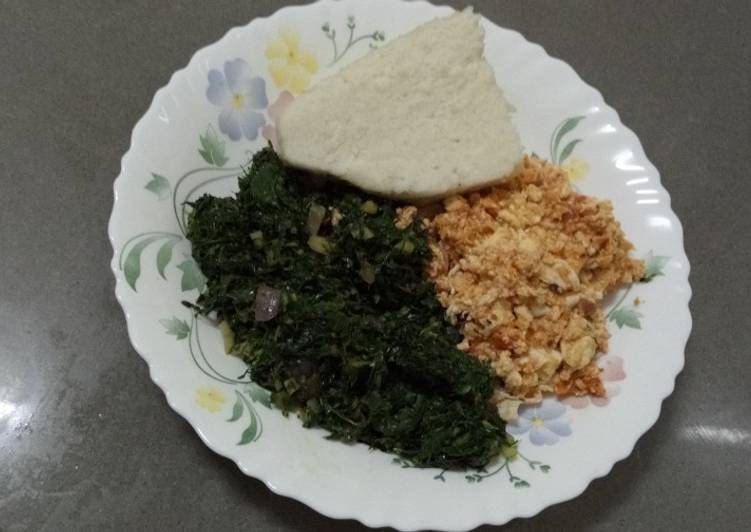 Ugali, Sukuma wiki with scrambled eggs