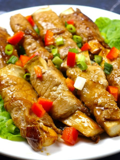照燒杏鮑菇肉捲 的食譜成品照片