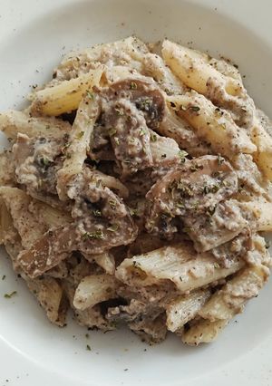 Una foto de Pasta con salsa de champiñones