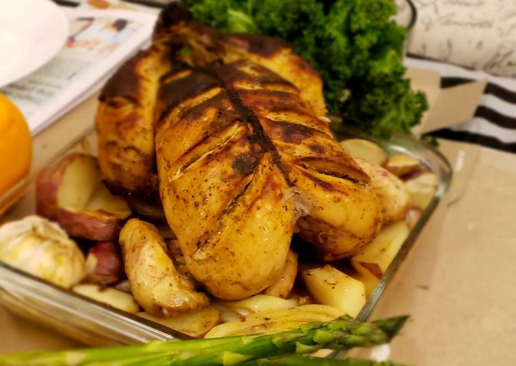 Simple Way to Prepare Super Quick Asparagus + Roasted Chicken
