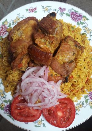 A picture of Arroz con Chancho (Peruvian Pork Rice) 🇵🇪.