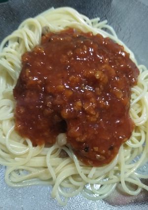 Foto resep Spaghetti Bolognese with fried pork