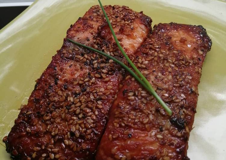La Meilleur Recette De Pavé de saumon sauce sucrée salée &amp; épicé