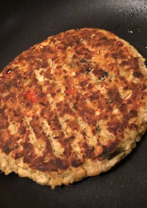 Una foto de Hamburguesas de garbanzos y berenjenas