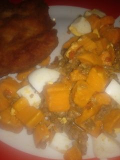 Una foto de Salpicón con Boniato...y milanesa de bondiola