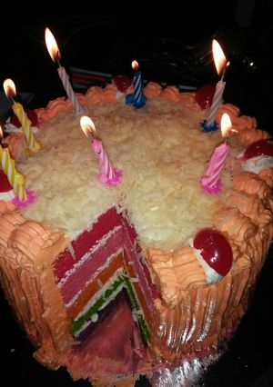 Foto resep Rainbow cake (kukus)
