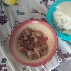 A picture of Nyama,mayai,ugali.
