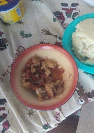A picture of Nyama,mayai,ugali.