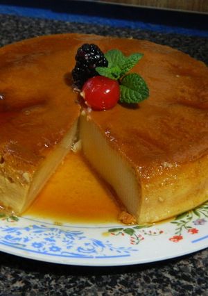 Una foto de Flan