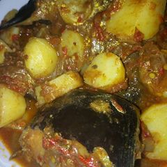A picture of Fresh fish with pototes paper soup.