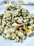Orzo Porro, Pesto e Gamberetti