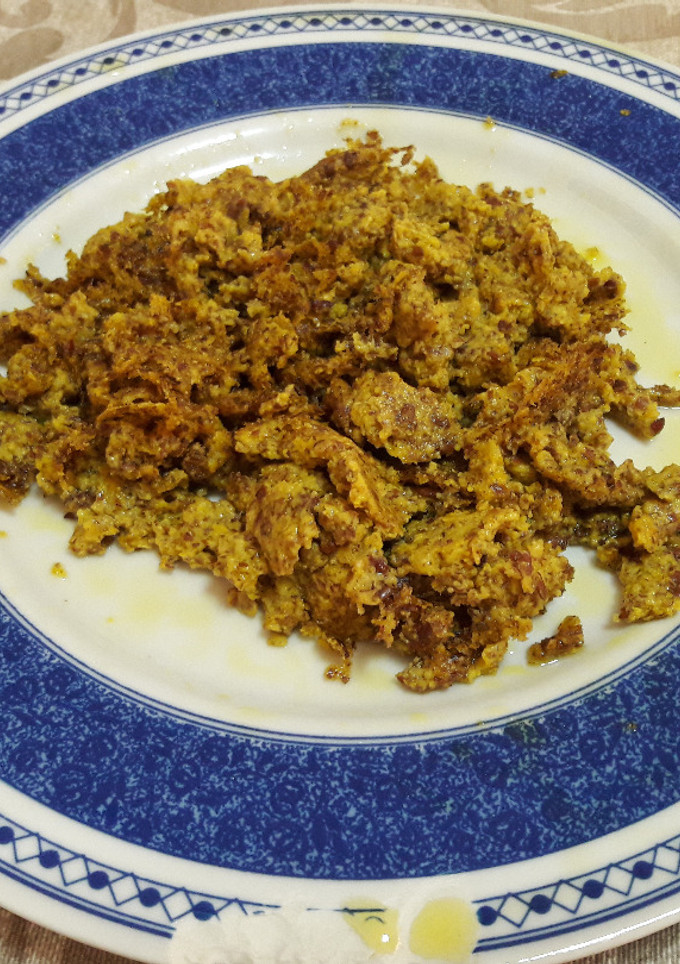 Una foto de "Huevos revueltos" de linaza veganos 🍳