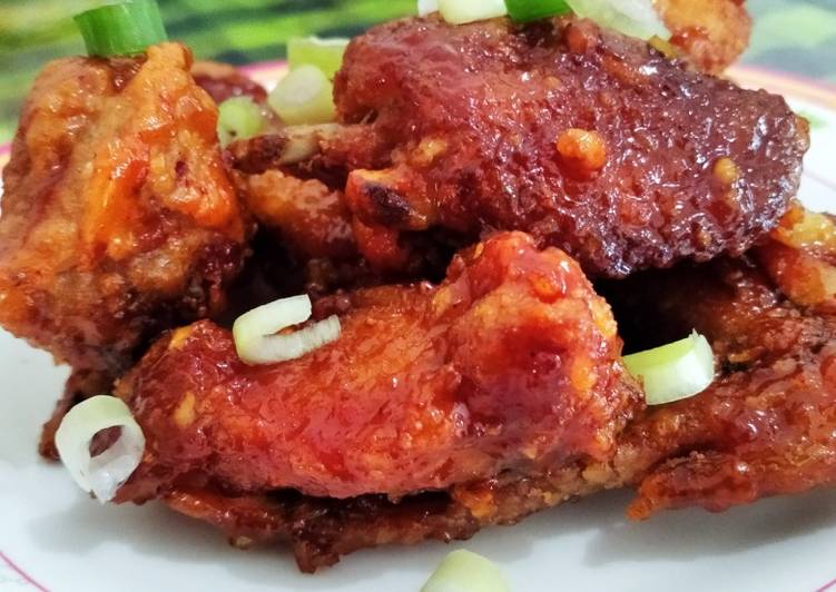 Langkah Membuat Easy Dakgangjeong (Korean Spicy Fried Chicken) Kekinian