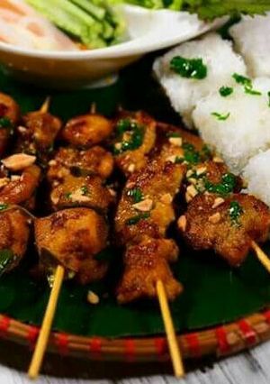 Hình của món Bánh hỏi thịt nướng.