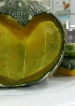 Hình của món Bí đỏ hấp gà.