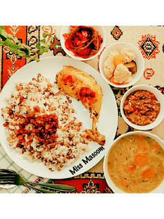 عکسی از دستور عدس پلو کته ای با مرغ