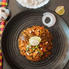 A picture of Soya granules bhurji.