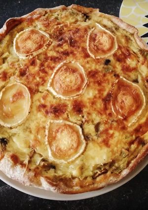 A picture of Leek, Chicken, Mushroom, and Goat Cheese Tart.