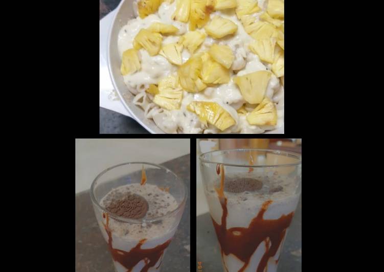 Baked Pineapple Macaroni # Oreo Shake....Enjoy