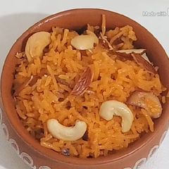 A picture of Zarda Pulao Recipe Basant panchami Special Kesariya bhat.