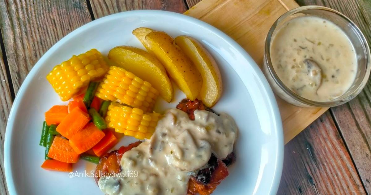 Resep Chicken Steak with Creamy Cheese Mushroom Sauce oleh Anik Pwon