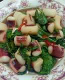 ผัดกะเพราหนวดปลาหมึกยักษ์