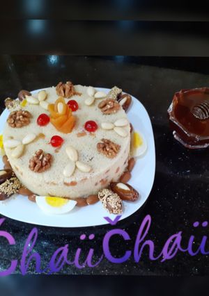 A picture of Seffa (Mesfouf) with Dried Fruits and Nuts 💜.